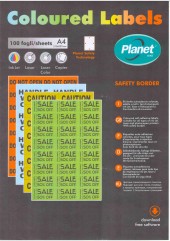 Бумага "PLANET" самокл цветн. универ./наклейки А4/100л (70х37)/24ч КРАСНЫЙ